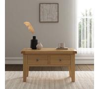Seconique Windsor Natural Oak Coffee Table With Drawers Fully Assembled