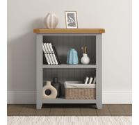 Seconique Windsor Natural Oak Low Bookcase (Fully Assembled) in Light Grey Seconique Light Grey