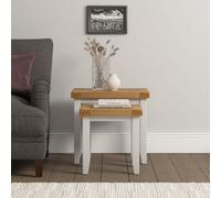 Seconique Windsor Nest Of 2 Tables Ivory With Real Oak Tops Fully Assembled