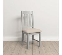 Seconique Windsor Sey of 2 Pebble Grey and Oat Fabric Slatted Dining Chair - Size: Set of 2 - Pebble Grey/Oat Fabric - Wilko