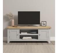 Seconique Windsor Straight Tv Unit in Pebble Grey/Oak