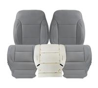 SecosAutoparts Driver & Passenger Bottom & Top Non Perforated Leather Seat Cover & Driver Foam Ash Gray Compatible with Chevy Silverado 1500 2500HD 3500HD LT LS LTZ Z71 Hybrid 2014-2019