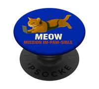 Secret Agent Cat on Mission - Funny Spy Parody Art PopSockets Adhesive PopGrip