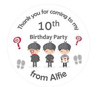 Secret Agent/Spy Mission Boy's Personalised Birthday Party Stickers - Gift Tags/Labels for Party Bags or Sweet Cones (24 Stickers x 45mm)