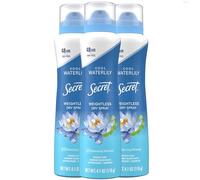 Secret Antiperspirant Deodorant Dry Spray for Women, Water Lily Oil & Argan, 48 Hour Odor Protection, 4.1 oz (Pack of 3)