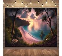 Secret Beach Sunrise with palm trees and sea view on the back is perfect for home decoration and parties 250x180CM