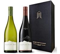 Secret Bottle Shop - Cloudy Bay Red & White Wine Duo Gift Boxed Set 2x75cl | Premium New Zealand Marlborough Sauvignon Blanc & Pinot Noir | Wine Gifts for Him, Her, Birthdays,