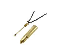 Secret Bullet Snuff Spoon Capsule Pendant Necklace Safe Stash Gold