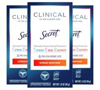 Secret Clinical Strength Antiperspirant and Deodorant Clear Gel, Stress Response, 1.6 Oz. (Pack of 3)