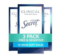Secret Clinical Strength Deodorant and Antiperspirant for Women, Soft Solid, Sensitive Unscented, 1.6 Oz, (Pack of 3) (packaging may vary)