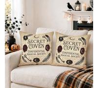 Secret Coven Witchcraft Quote Wax Seal Throw Pillow Covers 18x18 Set of 2