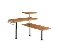 SECRET DE GOURMET Bamboo and Stainless Steel 3 tier Corner Shelf Unit - Kitchen - Bathroom - Desktop, Perfect Space Saving Idea, Wood, L. 43.5 x l. 43.5 x H. 39 cm