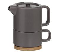 Secret de Gourmet Solitaire Nature Ceramic Teapot with Integrated Removable Cup Taupe