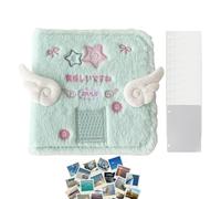 Secret Diary - 15.5cm Plush Sticker Notebook | Large Cute Wings Journal - PVC Binding, 2 Cover Sheets, 10 Double-Compartment Pages | Portable Kids Diary, Creativity Gift