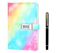 Secret Diary for Girls, Diarywith Lock, A5 PU Leather Journal 180 Sheets Rainbow Password Locked Travel Notebook with Pen Fashion Password Book with Lock DiaryCreative Handbook Student Note Book