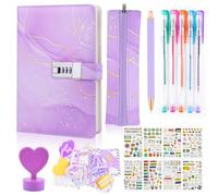 Secret Diary for Girls Journal Notebook Girls Diary with Lock Gifts for Girls 7 8 9 10 11 12 Years Old, Back to School Stationery Set Pencil Case Sticker Photo Frame Gifts for Girls Teenage 7-14