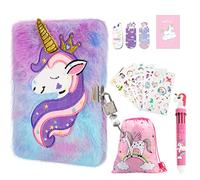 Secret Diary for Girls, Unicorn Private Notebook with Locks, Toys for Girls Aged 4-14, Journal with Multi-Colour Pen,Bookmarks, Stickers, Storage Bag, Gift for Birthday, Children's Day