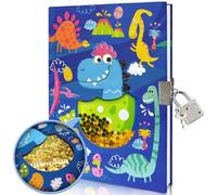 Secret Diary with Lock for Boys, 7x5.25 Inches 160 Lined Pages Shakable Sequin Boys Diary Dinosaur Journal for Kids Notebook Boys Gifts for Christmas Birthday Presents Toys 5 6 7 8 9 10 Year Old