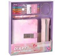 Secret Diary with Lock for Girls, 256 Pages Locking Diary with Pen, Kids Journal with Lock for Teens, Journals Set for Teen Girls, Birthday Gift Ideas for Girl Ages 8-12(Pink Violet Watercolor)