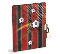 Secret Diary with Metal Lock and 2Keys Size 14.5 x 18.64 cm White (128 pg) A Special Diary for Boys a Friend to Write Friendships Thoughts Loves, Red and Black Football