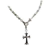 Secret for Longevity Extra Long Unisex Vintage Gothic Silver Tone Adjustable Toggle Slide Cross Pendant Necklace (28" inches)