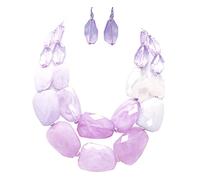 Secret for Longevity Lilac Iris Orchid Violet Lavender Pale Purple Colored Resin Big Chunky Statement Necklace, Resin, synthetic