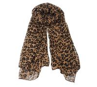 Secret for Longevity Long Rectangle Sheer Chiffon Black Tan Brown Leopard Cheetah Animal Print Mic Scarf Shawl Headband Bandana 19" in wide x 57" in long