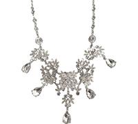 Secret for Longevity Silver Tone Vintage Deco Retro Gatsby Antique Style Clear Rhinestone Wedding Bridal Prom Chunky Statement Necklace