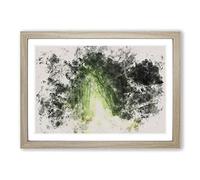 Secret Forest Watercolour Framed Print | A2 Oak Framed Wall Art | Ready to Hang | Modern Landscape Picture | Living Room Bedroom Lounge Office