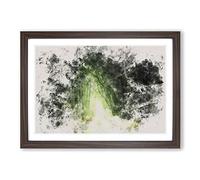 Secret Forest Watercolour Framed Print | A2 Walnut Framed Wall Art | Ready to Hang | Modern Landscape Picture | Living Room Bedroom Lounge Office