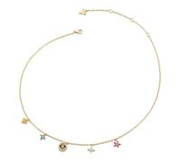 Guess Secret Garden Womens Non-Logo Gold And Multicolor Cubic Zirconia Necklace JUBN06032JWYGMCT/U | Acotis - Stainless Steel / Cubic Zirconia
