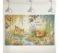 Secret Garden Animal Wall Backdrop, Vintage Forest Nature Scene for Photography, Spring Decorative Background for Parties and Events 71x43 Inch