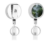 Secret Garden Badge Holder Retractable Metal Badges Clip Portable Nylon Cord Badge Holders Stainless Steel Cord Key Chain 26.8 Inch for ID Card Name Card Clip