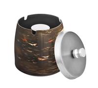 Secret Garden Butterfly Stainless Steel Cigarette Ashtray with Lid for Cigarettes Outdoor Table Cute Non-Slip Smoking Ashtray with Cover for Men Women