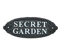 Secret Garden Cast Iron Sign Plaque Door Wall House Gate Fence Post Rustic