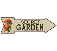 Secret Garden Metal Sign 5x17 Arrow Garden Flowers Gift Shed 205170008015