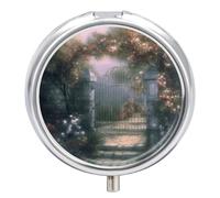 Secret Garden Pill Organizer 3 Compartments, Round Small Pill Box for Purse & Pocket, Portable Daily Medicine Box to Hold Vitamins, Supplements, Pills, Fish Oil