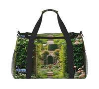 Secret Gardens Print Travel Duffel Bag for Men & Women, Foldable Travel Bags and Spacious Weekender Tote Bag for Storage Toiletry Luggage Personal Item, Black, L