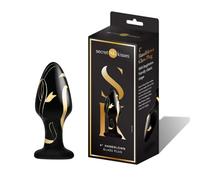 Secret Kisses 10.1 cm Handblown Wide Glass Plug Black Anal Plug