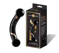 Secret Kisses 5.5 Inch Black Handblown Glass Double Ended Temperture Play Dildo