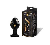 Secret Kisses 8 cm Handblown Glass Plug Anal Plug Black