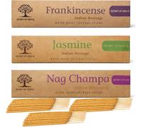 SECRET OF VEDAS Incense Sticks Set 20G X 3 Packs Nag Champa Jasmine Frankincense Hand Rolled Agarbatti For Meditation Yoga Prayer Home Fragrance