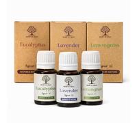 Secret of Vedas Premium Essential Oils Set 3 x 10ml Lavender, Lemongrass, Eucalyptus Natural Aromatherapy Gift Starter Kit for Diffuser, Massage, Home Fragrance & Relaxation