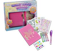 Secret Reveal Journal with Lock & Key - Kids Pink Unicorn Diary with UV Pen, Gel Pens & Stickers - Girls Notebook with Hidden Writing & Accessories - Pink Cover with Metallic Unicorn - for Ages 6+
