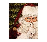 Secret Santa Canvas Wall Art Print Posters Santa Claus Wall Decor Picture Christmas Oil Painting Modern Artwork for Living Room Bedroom Home Decoration (16"x24" (40x60cm), Unframe,Only Canvas)
