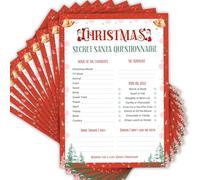 Secret Santa Christmas Questionnaire Cards - 25 Pack A5 Sheets | Fun Office & Family Secret Santa Game | Gift Exchange Idea Cards for Christmas Parties | 5.8” x 8.3” Festive Activity Cards