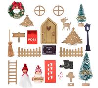 Secret Santa Door set, Christmas Decoration Miniature Secret Santa Door Complete with Accessories Boots Lantern Xmas Tree Wooden Ladder Secret Santa Broom for Christmas, DIY Decoration for Christmas