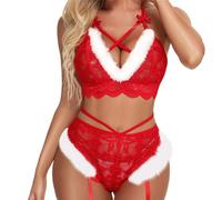 Secret Santa Gifts Chemises & Negligees Sexy Lingerie for Women Sets Sexy Mrs Claus Costume Women Naughty Christmas Outfits for Women Sexy Santa Babydoll Underwear Female (05 Red, M)
