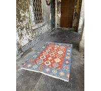 Secret Sea Collection: Kilim Series Modern Cotton Runner Rug, Reversible, Washable (0.8 x 2 m, Antique Birds)