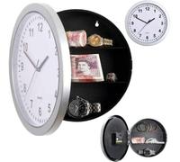 Secret Wall Clock Safe with Hidden Compartment - Battery Operated Analogue Timepiece with 3 Shelf Stash Box - Storage for Jewellery, Cash, Keys, Medicine & Valuables